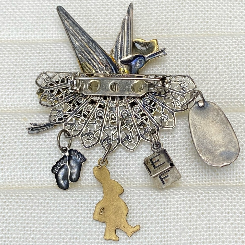 Vintage Nursing Maternity Stork Brooch Pin - Picture 6 of 11